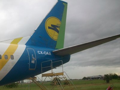 El primer avi&oacute;n de ALAS URUGUAY  en Porto Alegre