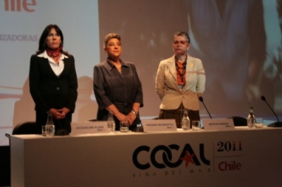 Jacqueline Plass, subsecretaria de Turismo,  Virginia Reginatto, Alcaldesa de Vi&ntilde;a del Mar y  Bertha Garc&iacute;a presidenta de la Confederaci&oacute;n de Entidades Organizadoras de Congresos y Afines de Am&eacute;rica Latina y el Caribe
