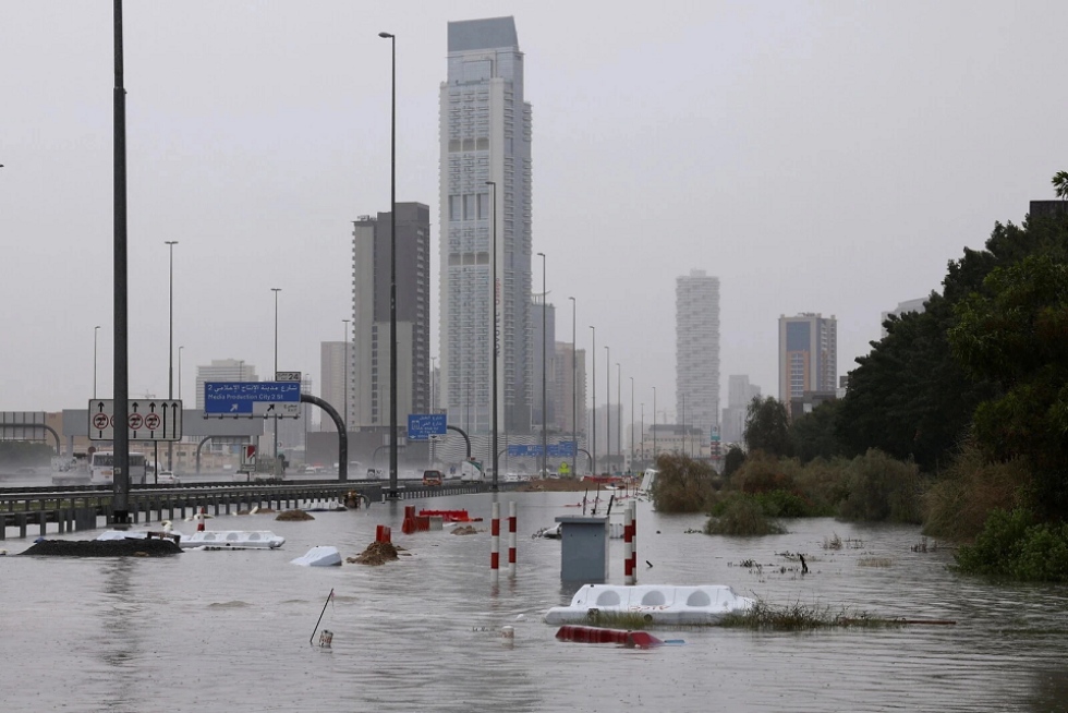 Vista general de las inundaciones provocadas por las fuertes lluvias en Dubai, Emiratos &Aacute;rabes Unidos, 9 de marzo de 2024.