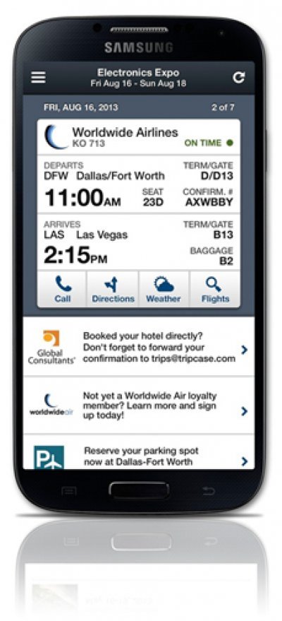 TripCase, app de Sabre, brind&oacute; soporte interactivo para m&aacute;s de 30 millones de viajes en 2014