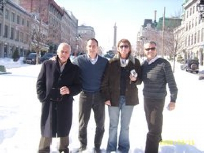 Bouzas, Campiani, Mel&eacute;ndez y Vidiella (el funcionario despedido y por el cual se realiza el paro) en la nieve de Montreal. Otros tiempos