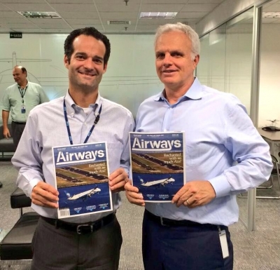 Antonoaldo Neves, presidente de Azul L&iacute;neas A&eacute;reas y David Neeleman, fundador y propietario.