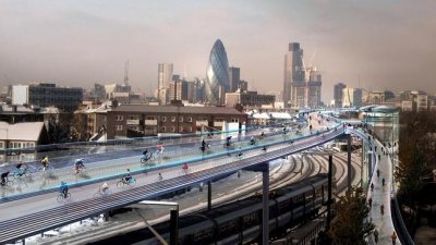 Norman Foster dise&ntilde;a una &laquo;utop&iacute;a ciclista&raquo; sobre las v&iacute;as f&eacute;rreas de Londres