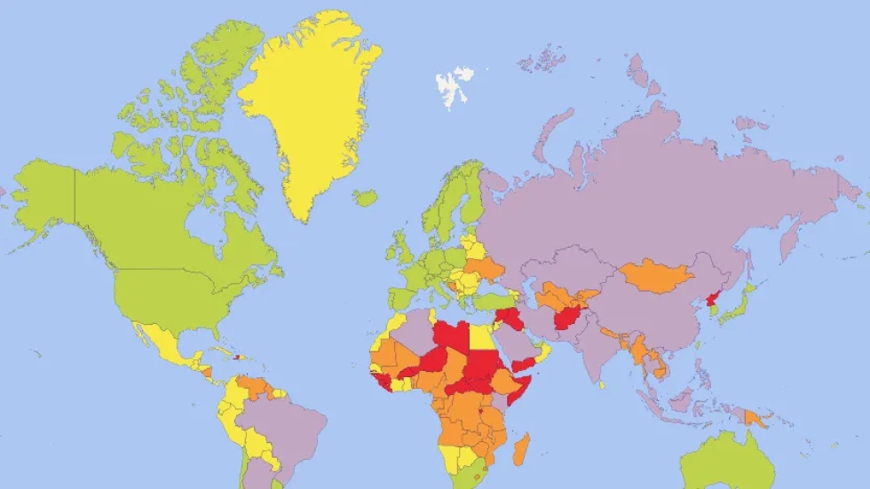 El mapa de los destinos m&aacute;s peligrosos del mundo para viajar en 2024