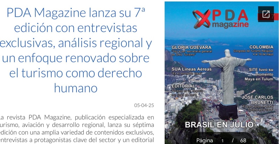"PDA Magazine lanza su 7&ordf; edici&oacute;n con entrevistas exclusivas, an&aacute;lisis regional y un enfoque renovado sobre el turismo como derecho humano"