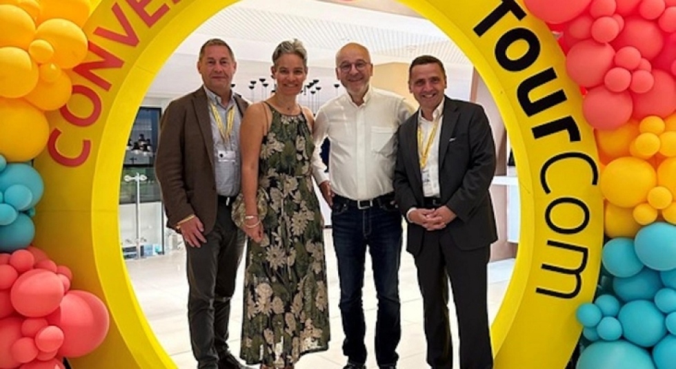 Otto Vanschamelhout (CEO Avitour B&eacute;lgica), C&eacute;cile Mariani (CEO RTK International), Richard Vainopoulos (presidente Tourcom) y Thomas B&ouml;sl (CEO RTK International).