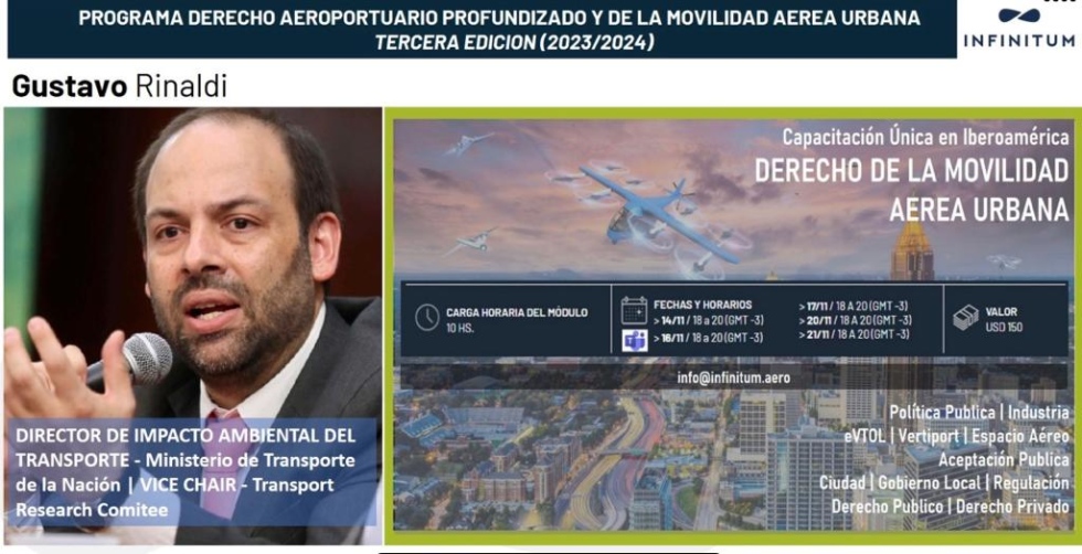 Hoy martes 14 comienza el Curso de Derecho aeroportuario profundizado y de la Movilidad A&eacute;rea Urbana 2023