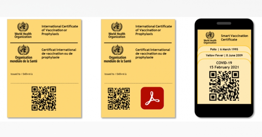Certificado de vacunaci&oacute;n sugerido por la OMS, incluye polio, fiebre amarilla y covid-19.