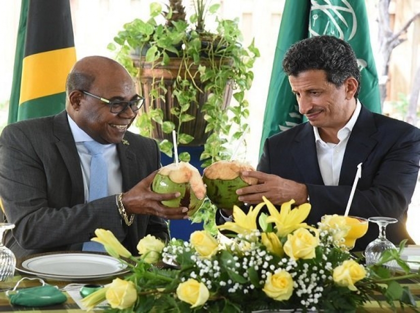 Edmund Bartlett (Jamaica) y Ahmed Al Khateeb (Arabia Saudita) en la Cumbre de Recuperaci&oacute;n del Turismo de &Aacute;frica