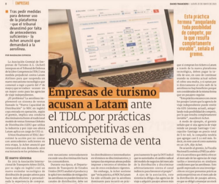 Empresas de turismo chilenas la acusan ante el Tribunal de Libre Competencia