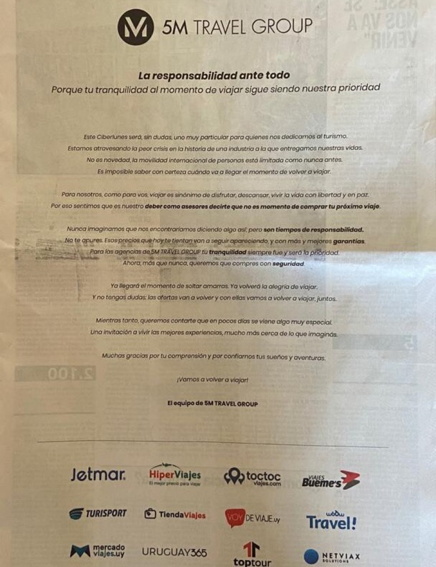 Exclusiva y jugada toma de posici&oacute;n de 5M Travel Group en Uruguay
