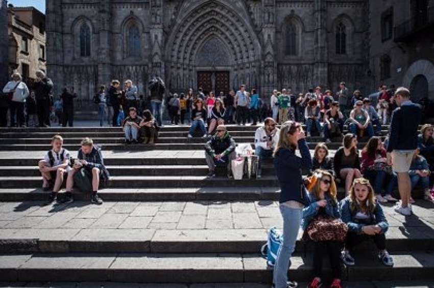 Turistas en Barcelona.