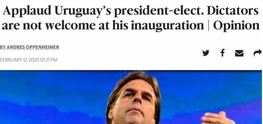 Miami Herald: "Aplauda al presidente electo de Uruguay. Los dictadores no son bienvenidos en su asunci&oacute;n"